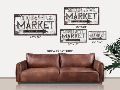 Antique And Vintage Market Sign, Modern Farmhouse Decor, Large Canvas Wall Art, Antiques Sign, Buy Sell Trade, Old Time Signs, Rustic Decor
