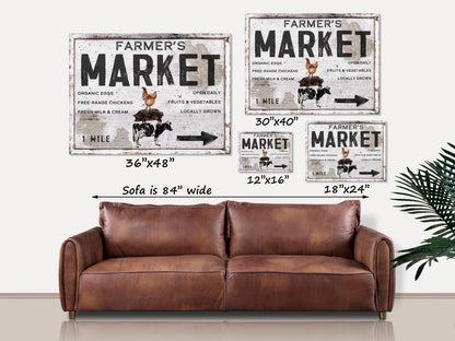 Farmers Market, Farmhouse Sign, Modern Farmhouse Decor, Large Canvas Wall Art, Vintage Signs, Oversized Wall Art, Distressed Art