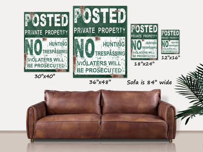 Posted Private Property Canvas Sign, Decorative Faux Metal Home Decor, Farmhouse Decor, Indoor Canvas Sign, Vintage Reproduction