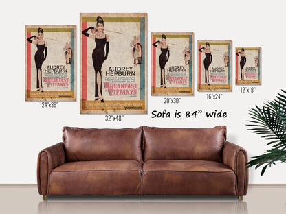 Breakfast At Tiffanys Canvas Sign, Vintage Movie Decor, Retro Decor, Movie Lovers Gift, Large Canvas Wall Art, Vintage Movie Poster Art