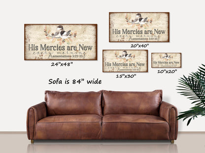 His Mercies Are New Every Morning Canvas, Christian Gifts, Christian Canvas, Christian Decor, Christian Wall Art, Scripture Sign, Bird Decor