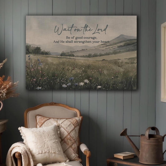 Wait on the Lord Psalm 27:14 Canvas Art, Christian Wall Art, Faith Gifts, Inspirational Bible Verse, Christian Gifts, Scripture Wall Art