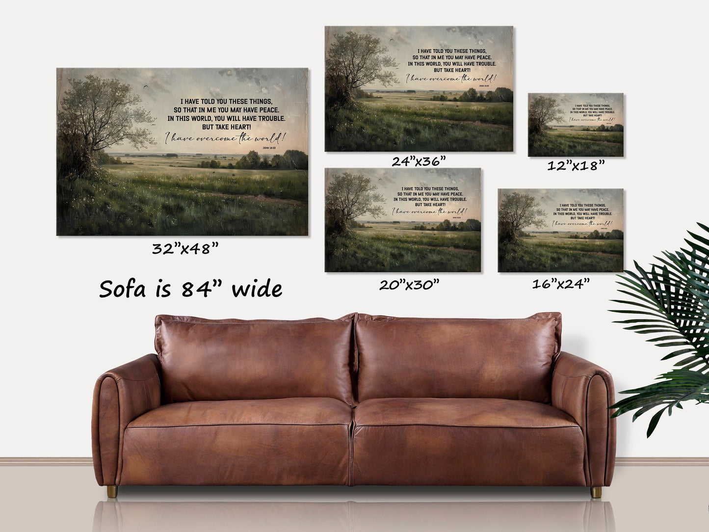 Take Heart I Have Overcome the World Canvas Wall Art, Christian Wall Art, Christian Gifts, Large Canvas Scripture Sign, Scripture Sign