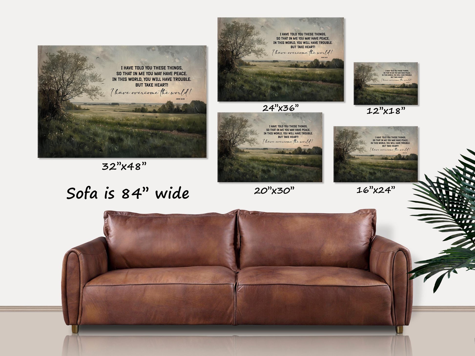 Take Heart I Have Overcome the World Canvas Wall Art, Christian Wall Art, Christian Gifts, Large Canvas Scripture Sign, Scripture Sign