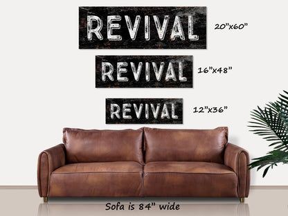 Revival Sign, Large Canvas Sign, Modern Farmhouse Decor, Christian Art, Christian Gifts, Entryway Sign, Vintage Church Sign, Vintage Decor