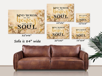 Kind Words Are Like Honey Canvas Art, Christian Wall Art, Proverbs Gifts, Faith Gift, Bible Verse Wall Art, Scripture Decor, Kindness Quote