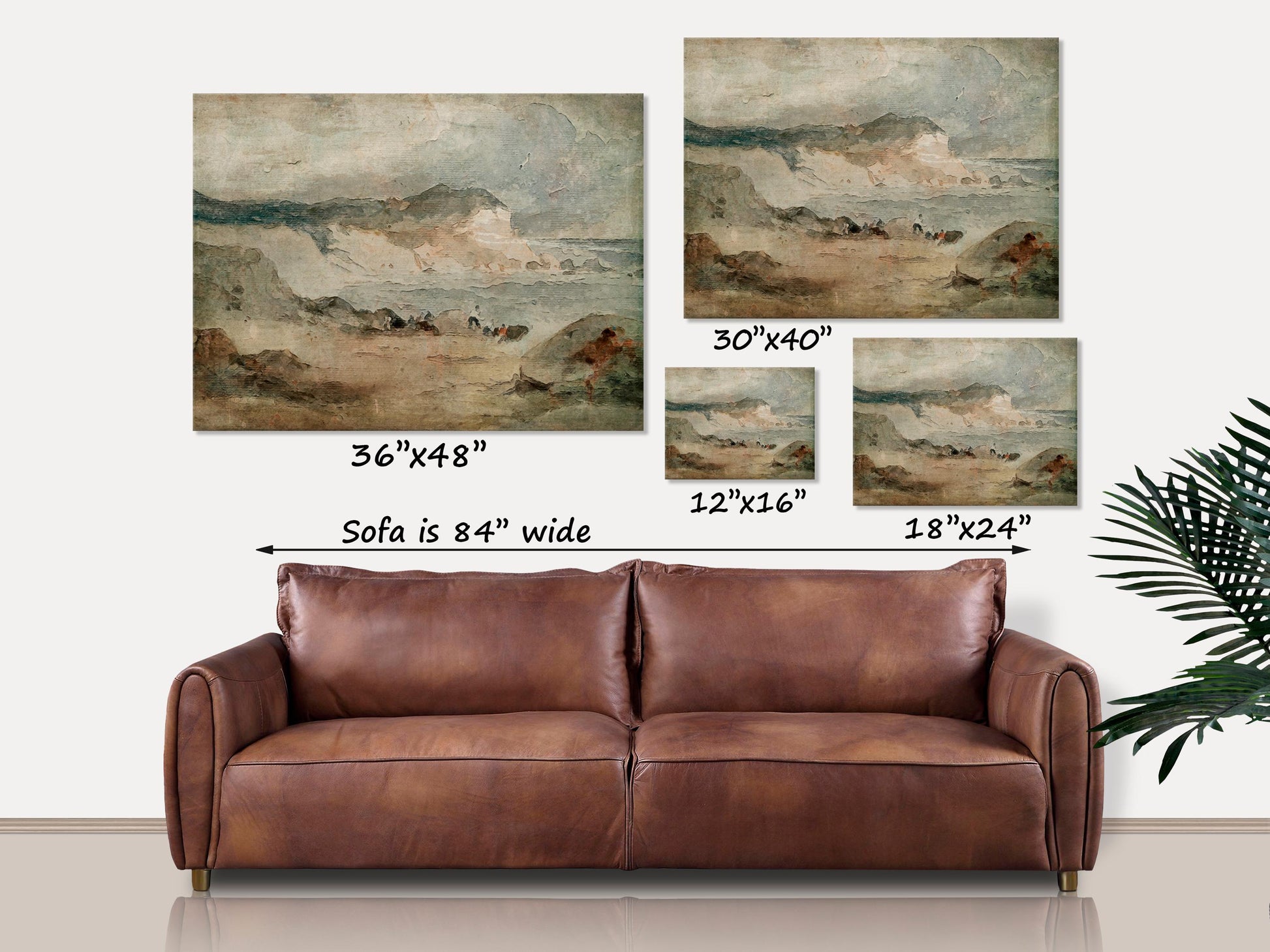 Coastal Canvas Art, By The Sea, Vintage Home Decor, Large Canvas Wall Art, Vintage Farmhouse Decor, Ocean Wall Art, Vintage Beach Art