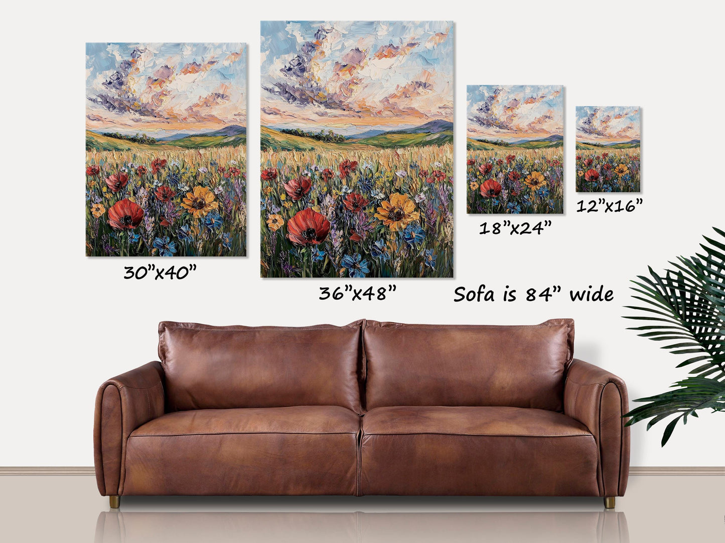 Impressionist Spring Landscape, Large Canvas Wall Art, Cottagecore Home Decor, Gift Ideas For Her, Wildflowers Painting, Wildflower Field