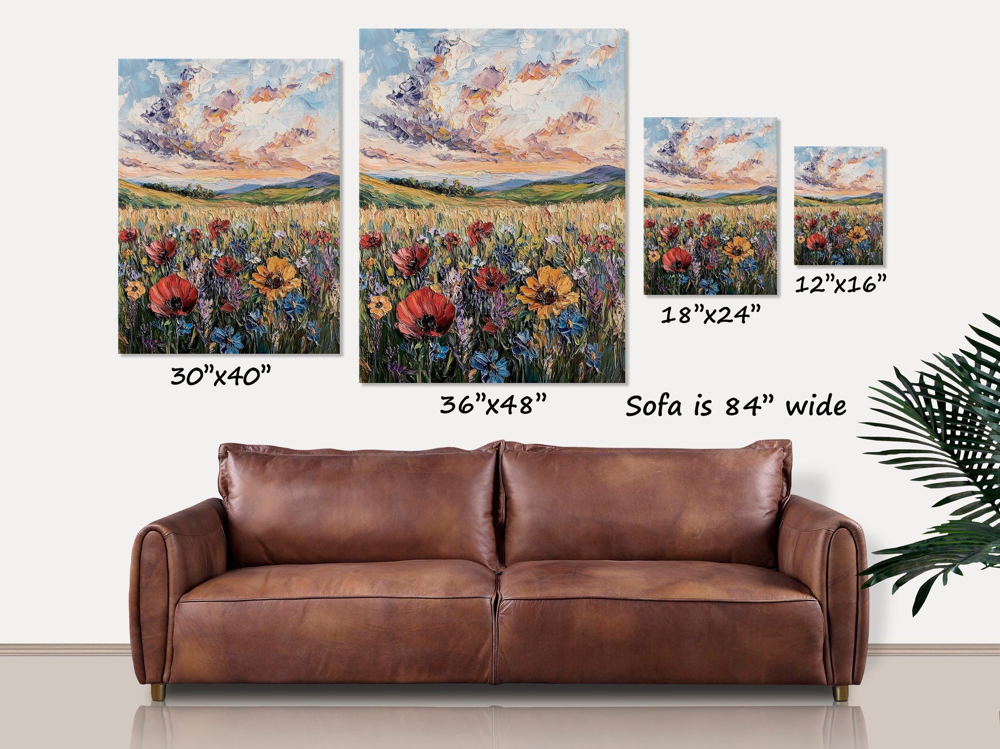 Impressionist Spring Landscape, Large Canvas Wall Art, Cottagecore Home Decor, Gift Ideas For Her, Wildflowers Painting, Wildflower Field