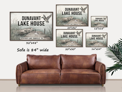 Personalized Lake House Framed Canvas Art