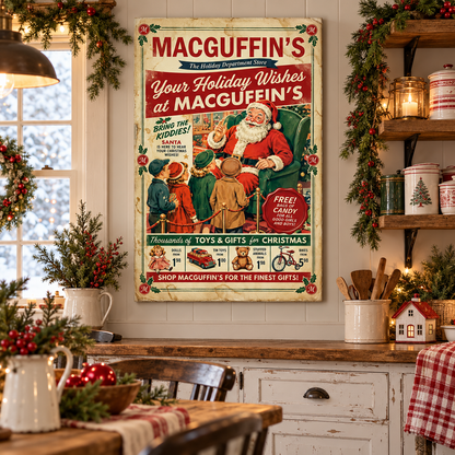 Vintage Christmas Santa Canvas Sign