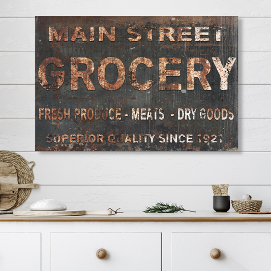 Main Street Grocery Faux Metal Custom Sign