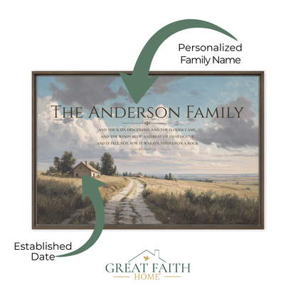 Custom Matthew 7:25 Framed Canvas Wall Art