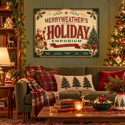 Personalized Holiday Emporium Christmas Canvas Sign