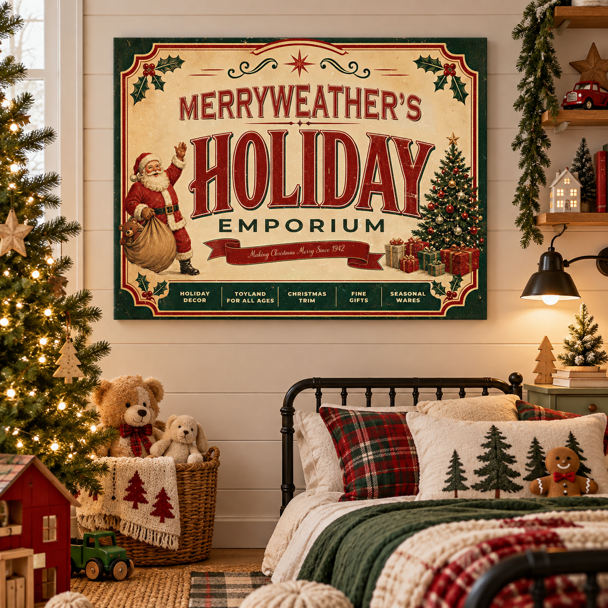 Personalized Holiday Emporium Christmas Canvas Sign