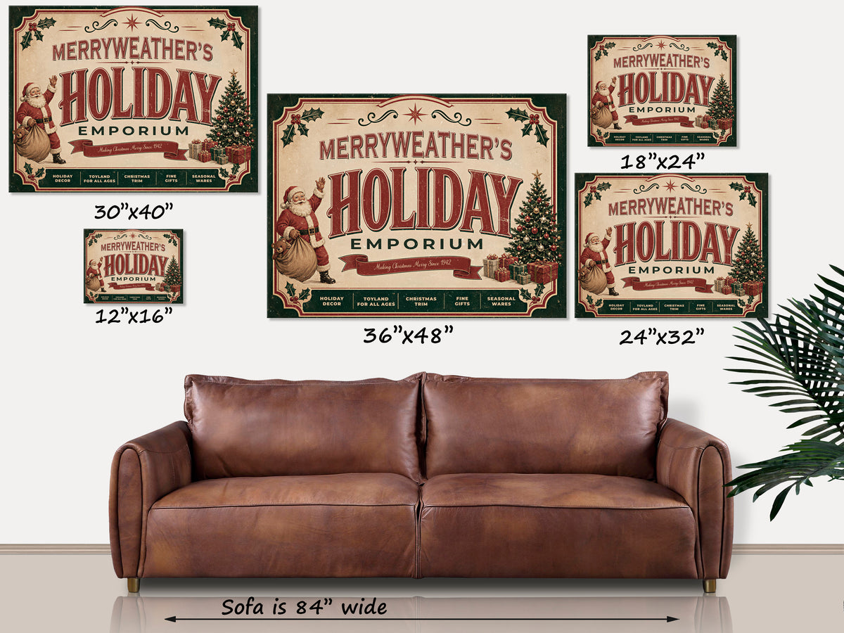 Personalized Holiday Emporium Christmas Canvas Sign