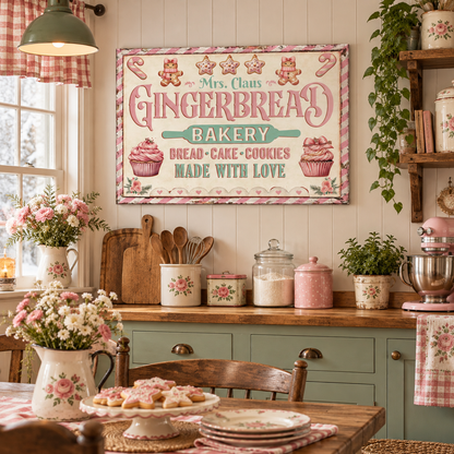 Mrs. Claus Bakery Canvas Wall Art