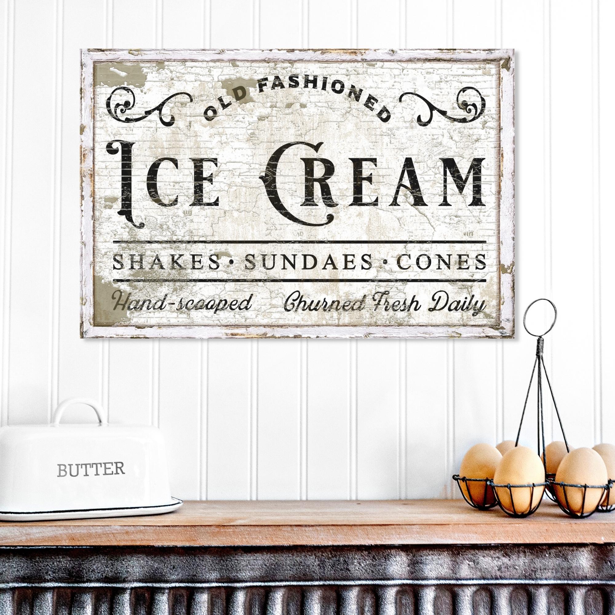 Old Fashioned Ice Cream Canvas | Vintage Kitchen Art – Olive