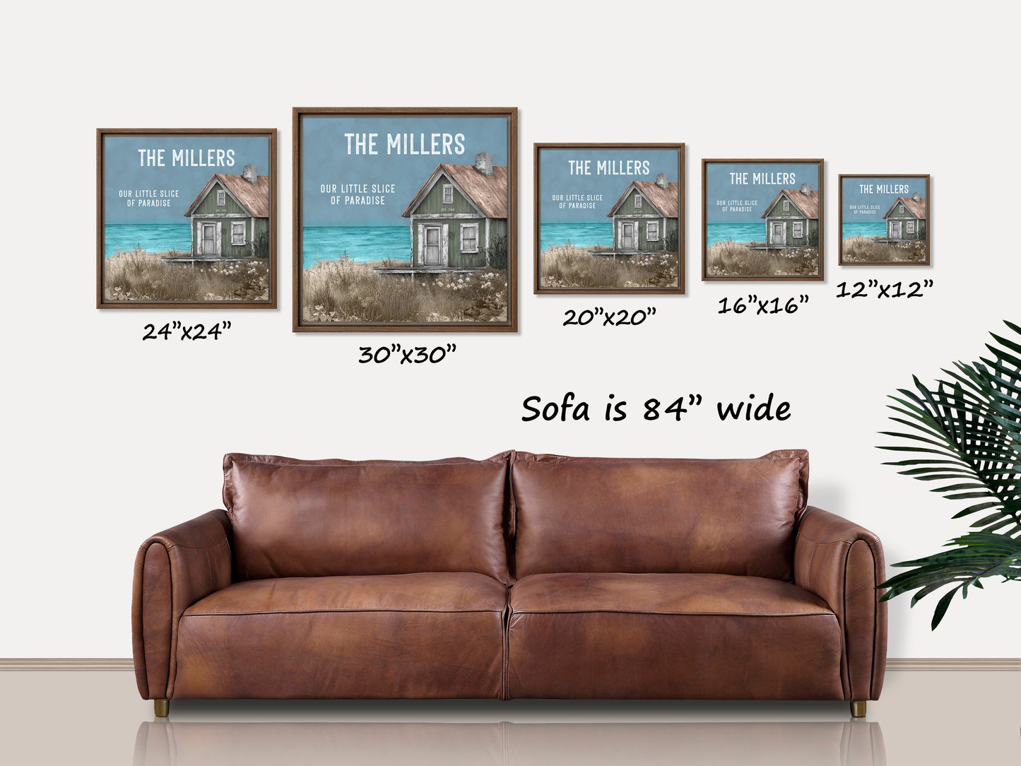 Personalized Beach House Framed Canvas Print