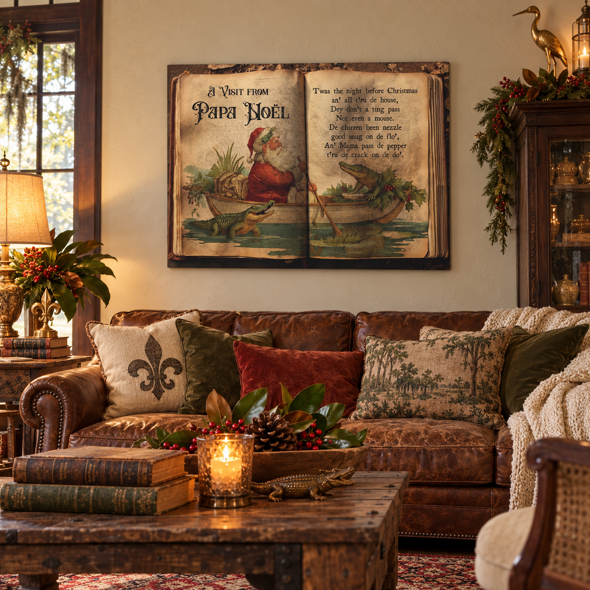 Papa Noël Cajun Christmas Canvas Wall Art