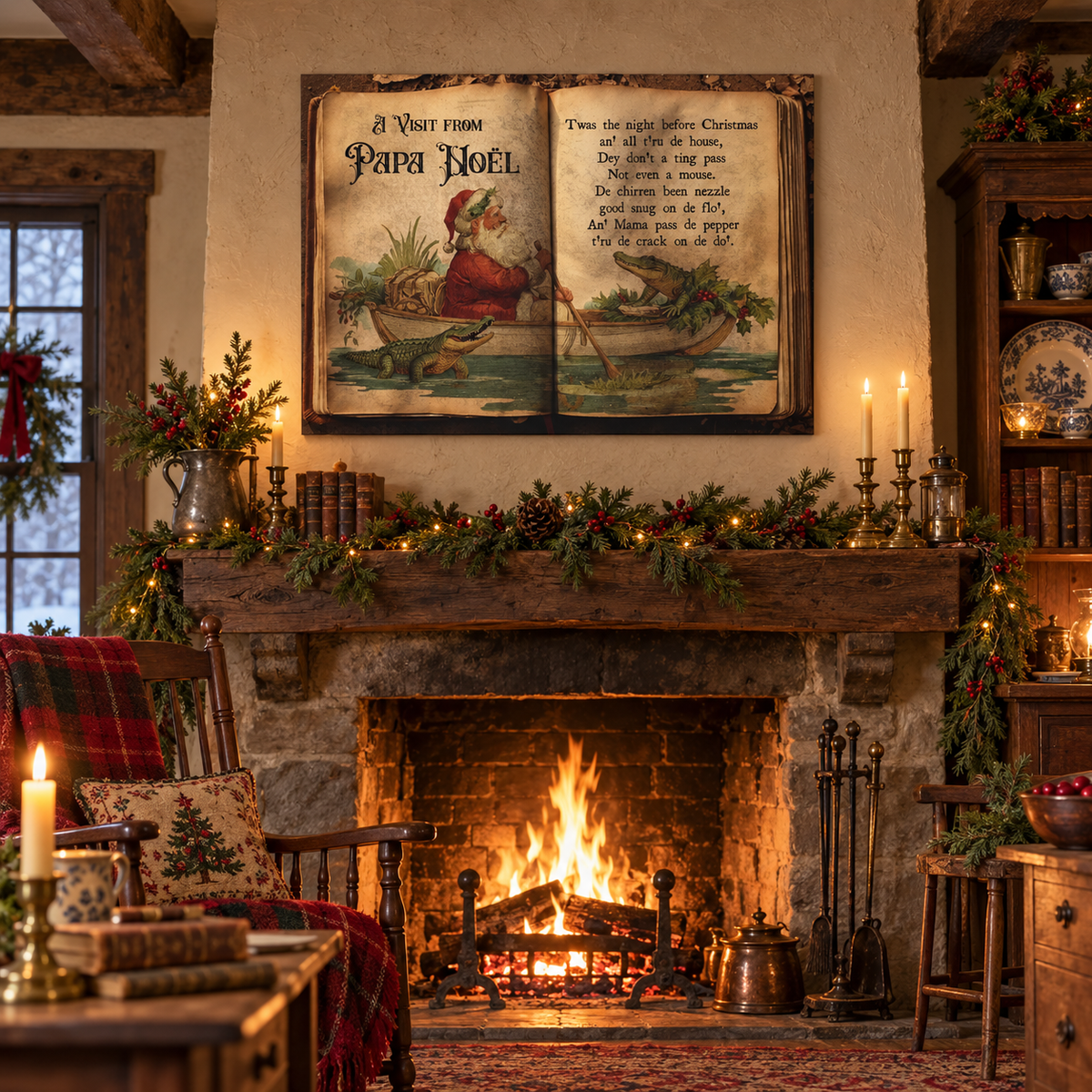 Papa Noël Cajun Christmas Canvas Wall Art