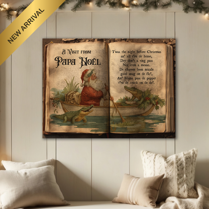 Papa Noël Cajun Christmas Canvas Wall Art