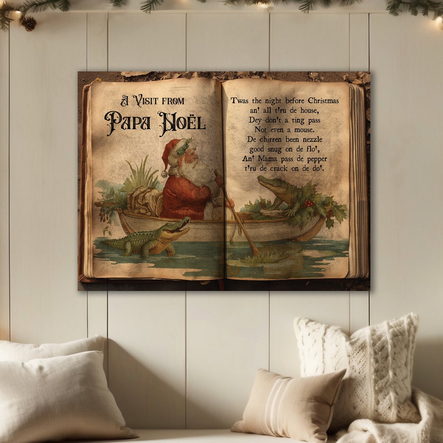 Papa Noël Cajun Christmas Canvas Wall Art