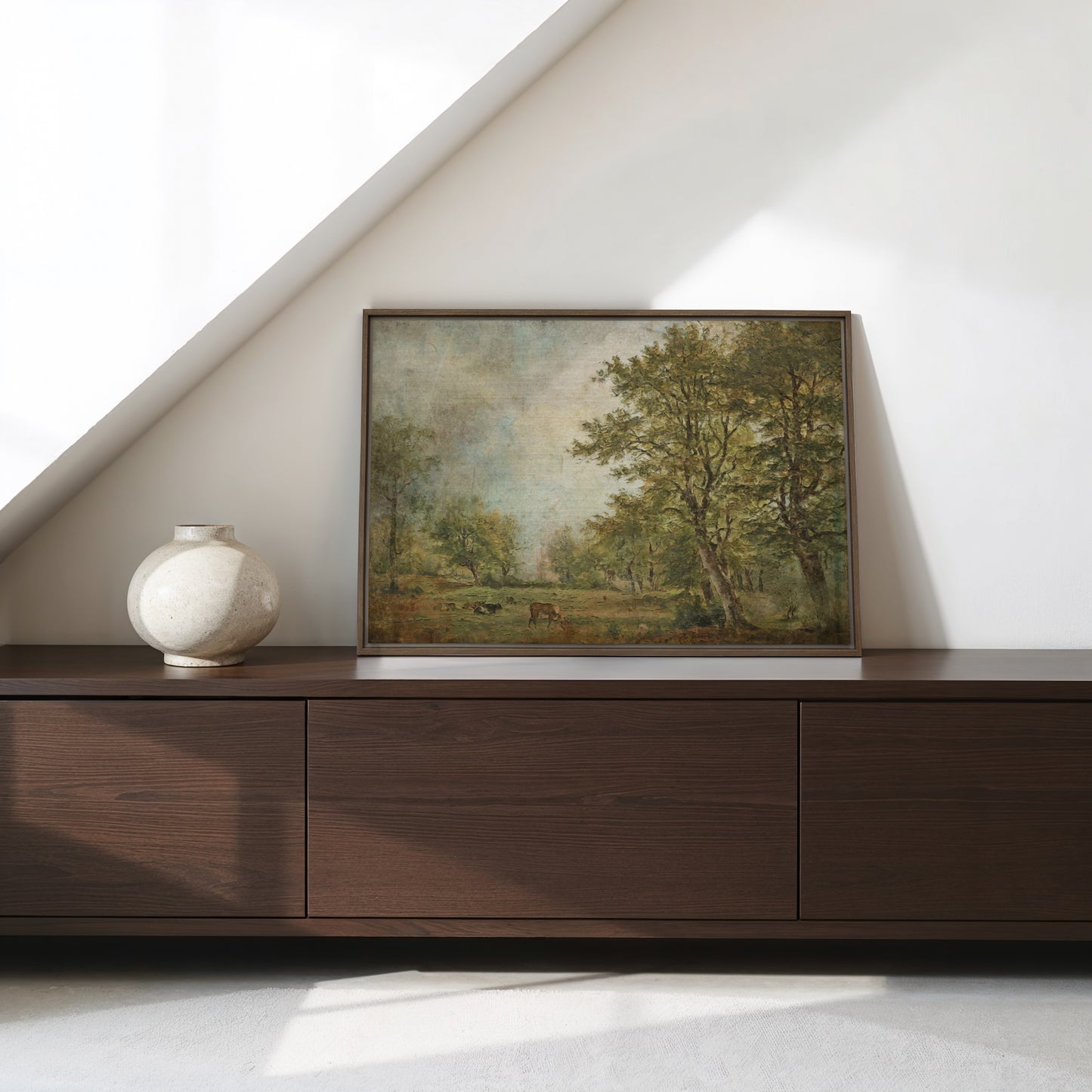 Pastoral Landscape Wood-Framed Canvas Art