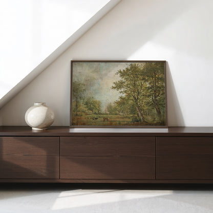 Pastoral Landscape Wood-Framed Canvas Art