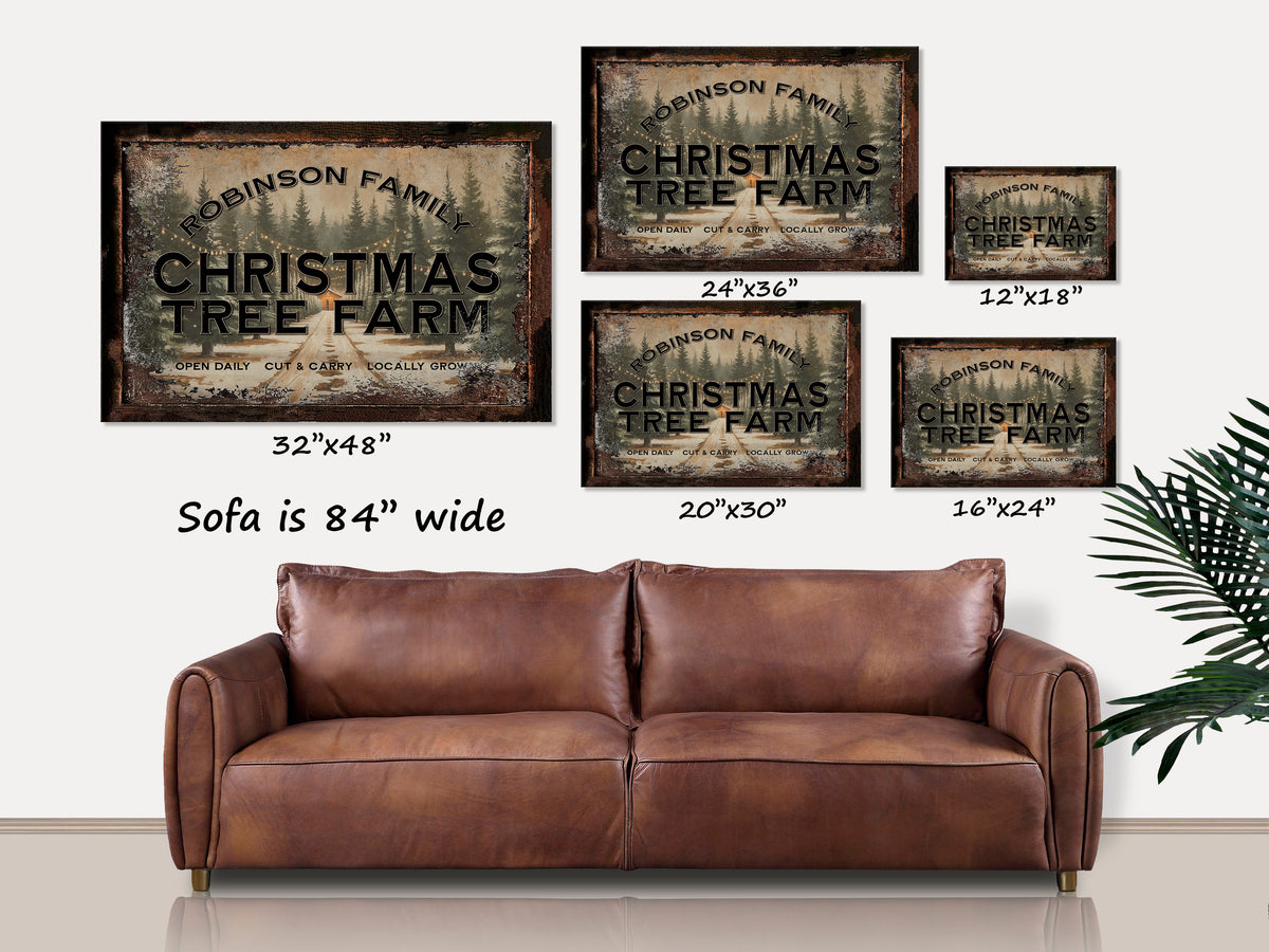 Personalized Christmas Tree Farm Canvas Wall Art