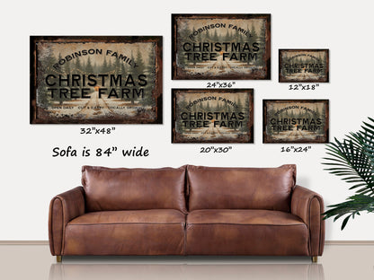 Personalized Christmas Tree Farm Canvas Wall Art