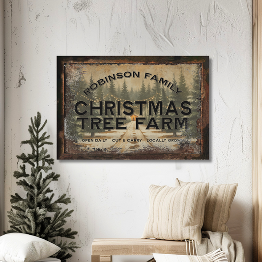 Personalized Christmas Tree Farm Canvas Wall Art