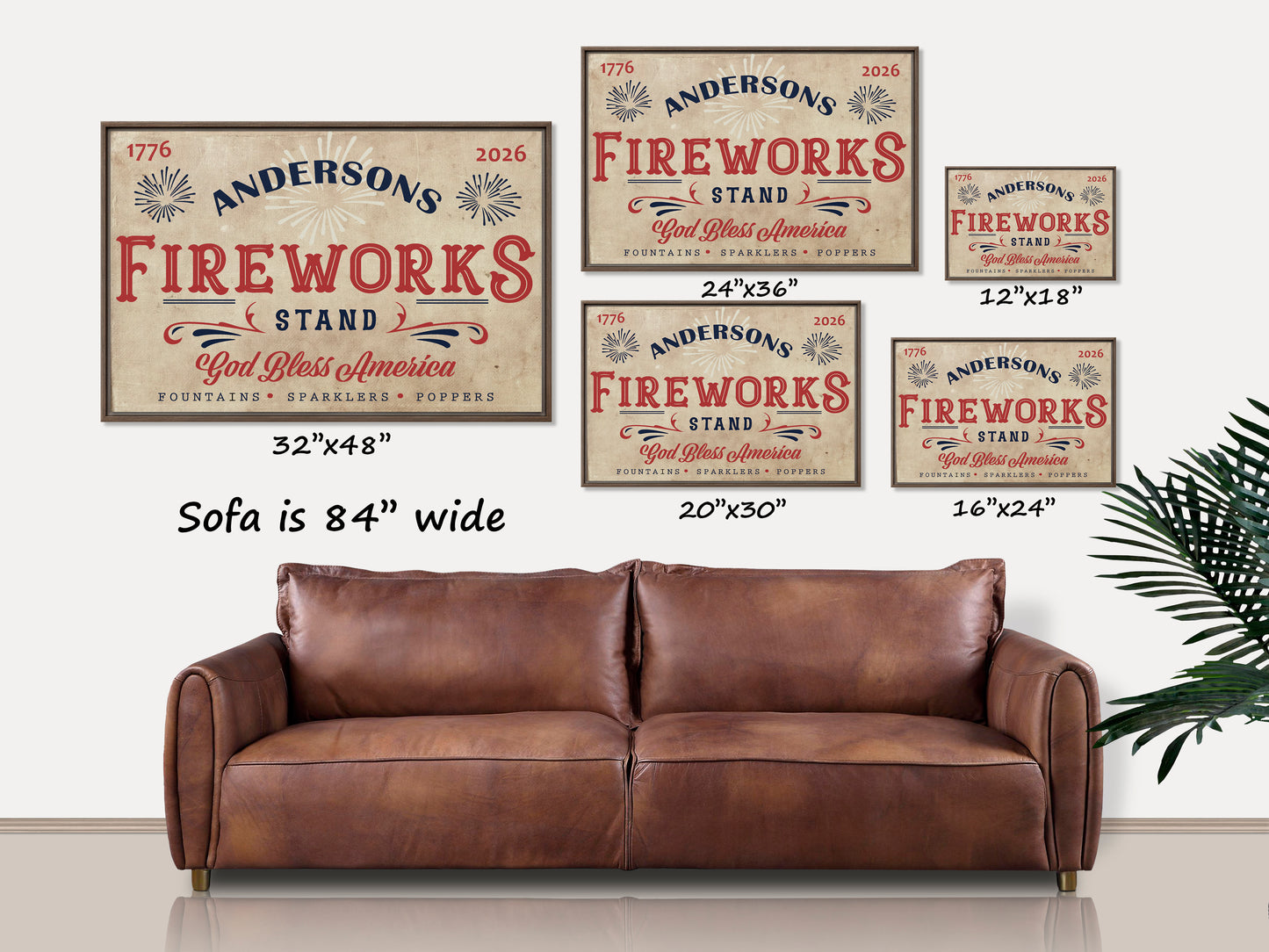 Personalized Fireworks Stand Wood Framed Canvas