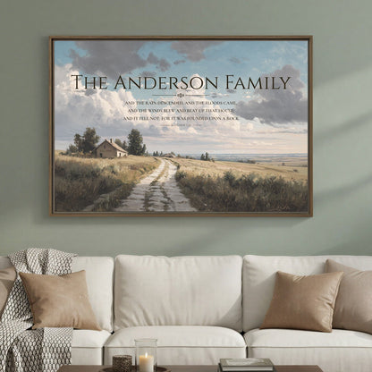 Custom Matthew 7:25 Framed Canvas Wall Art
