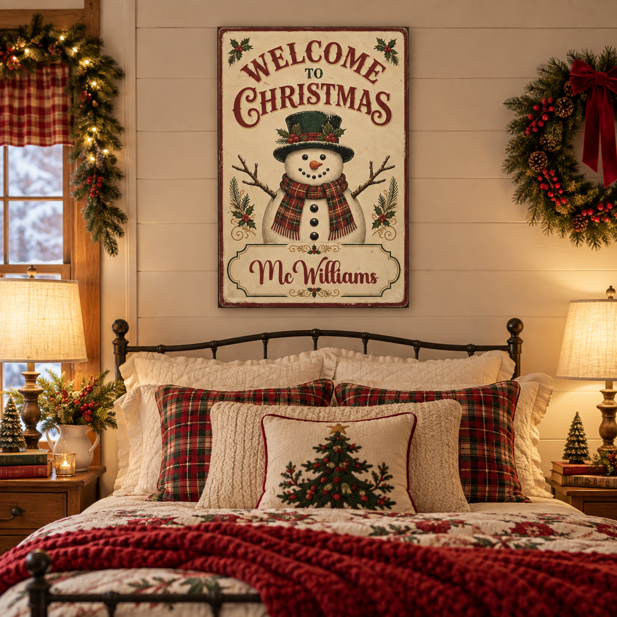 Personalized Welcome to Christmas Snowman Canvas