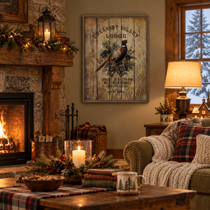 Pheasant Valley Lodge Personalized Wood Framed Wall Art