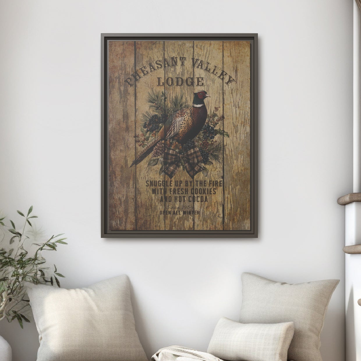 Pheasant Valley Lodge Personalized Wood Framed Wall Art
