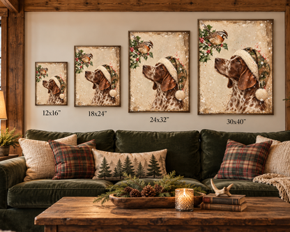German Shorthaired Pointer Christmas Wood Framed Canvas