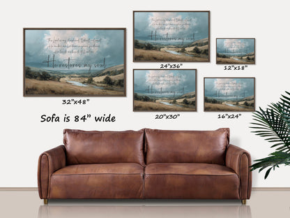 Psalm 23 Framed Canvas: He Restores My Soul
