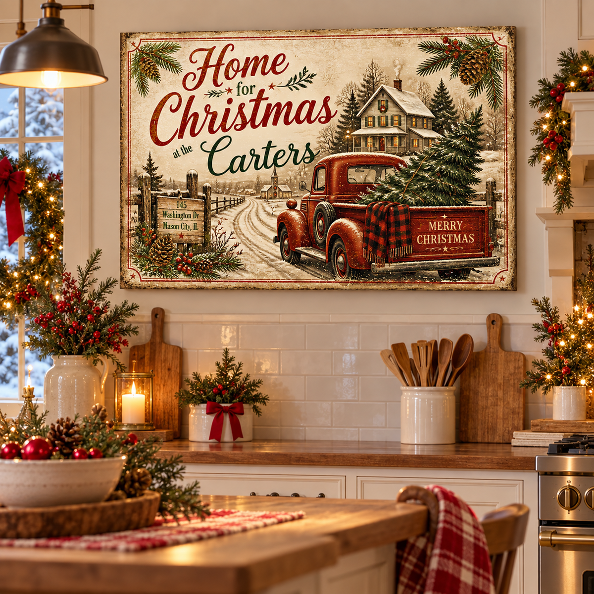 Personalized Home for Christmas Canvas Art