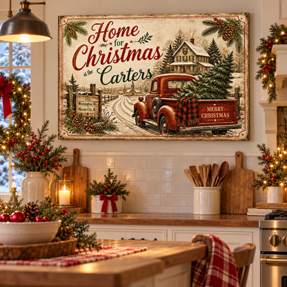 Personalized Home for Christmas Canvas Art