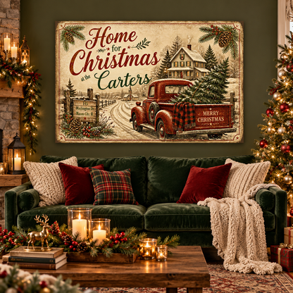 Personalized Home for Christmas Canvas Art
