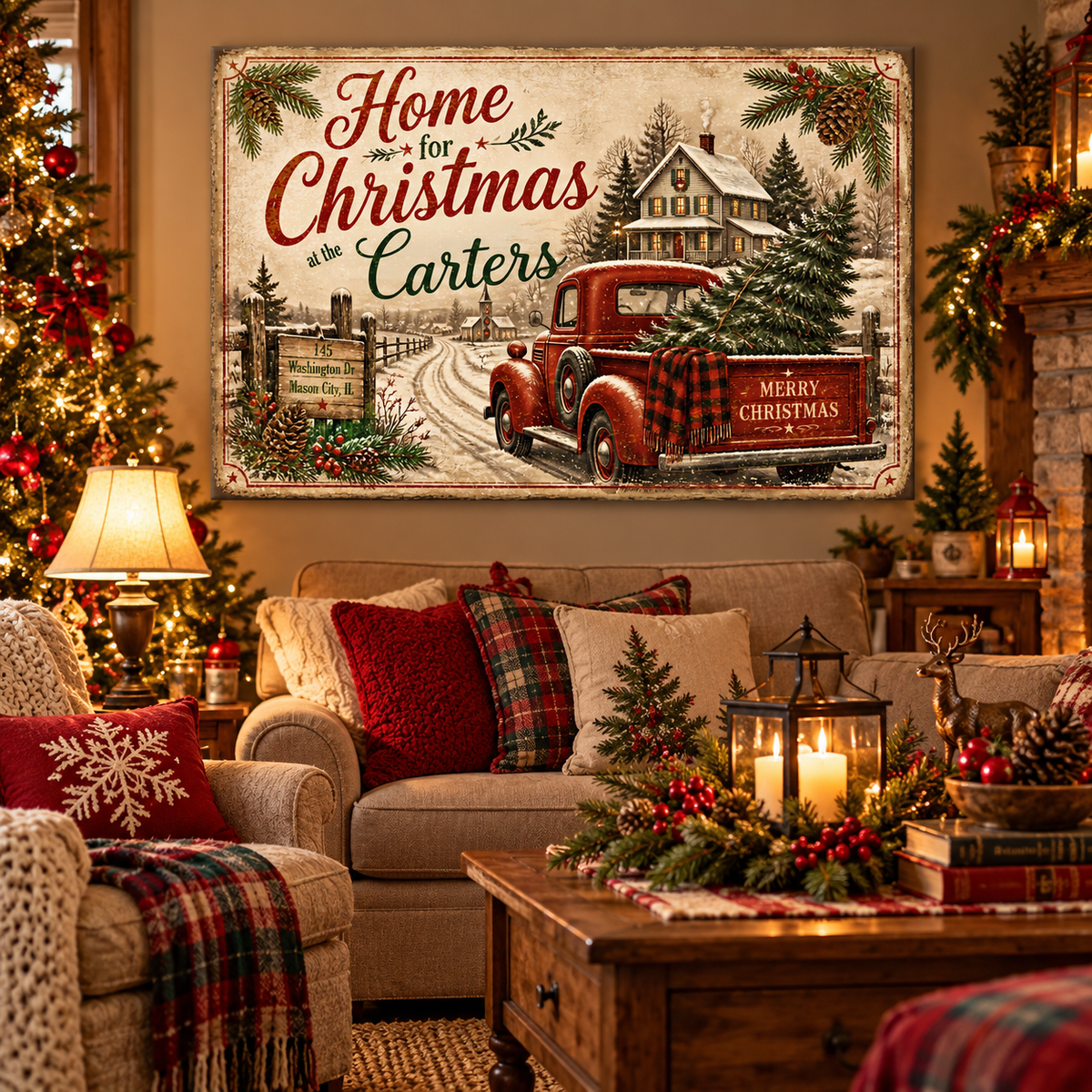 Personalized Home for Christmas Canvas Art