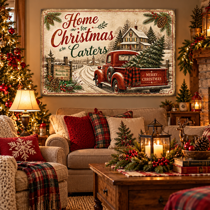 Personalized Home for Christmas Canvas Art