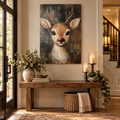 Rustic Red-Nosed Reindeer Christmas Canvas Wall Art