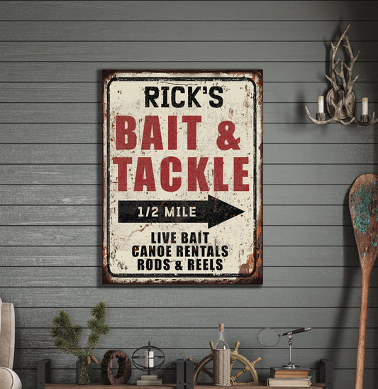 Personalized Bait & Tackle Canvas Sign