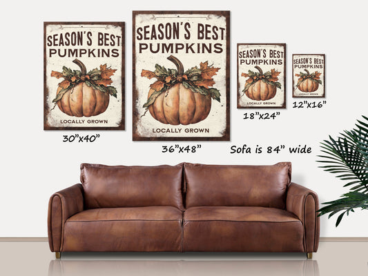 Seasons Best Pumpkins Rustic Canvas Art
