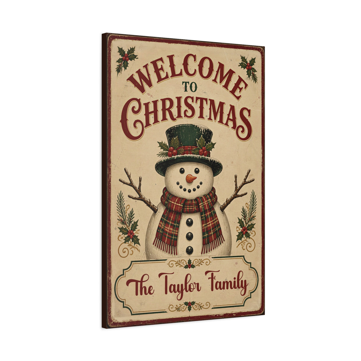 Personalized Welcome to Christmas Snowman Canvas
