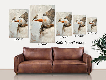 Primitive Snowman Canvas Art
