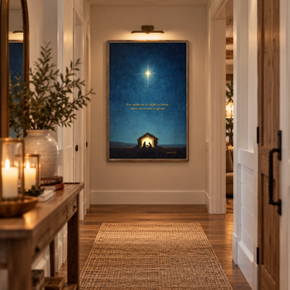 For Unto Us a Child Is Born Framed Canvas Art